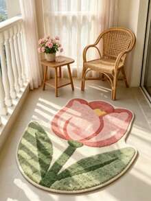 1 pieza Alfombra de tulipán rosa, tapete de estilo niña, decoración del hogar, alfombra de área, tapete para exteriores, decoración del hogar, alfombra de área, alfombra para dormitorio, alfombra lavable - Multicolor - Ver 3