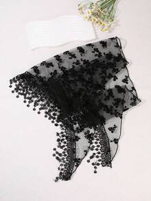 1pc Bohemian Style Lace Triangle Headscarf, Vintage French Mesh Scarf, Beach Vacation Decoration - Multicolor - View 6