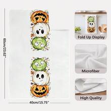 2PCS Halloween Pumpkin Funny Expression Pattern Printed 40*60cm Cartoon Style Rectangular Microfiber Kitchen Towels, Dish Cloths, Hand Towels, Kitchen Decor, Halloween Home Decor, Housewarming Gift For Neighbors, Perfect For Kitchen And Bathroom Use, Suitable For Housewives And Family Gatherings, High Cost-Performance, Essential Home Item - Multicolor - View 3