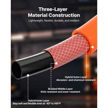 Air Hose, 3/8'' X 250FT Hybrid Air Compressor Hose, 300 PSI Kink-Resistant Pneumatic Hoses With Three-Layer Construction For Auto & Home DIY Projetcs, All-Weather Flexibility (No Fittings) - 3/8" X 250 Ft - View 4