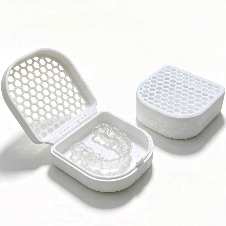 Retainer Storage Case (3D Printed Design) | Easy-Clean Inner Tray + Breathable Hollow Design | Slim & Portable | Travel Storage Case For Teens/Adults Orthodontic Retainers - View 1