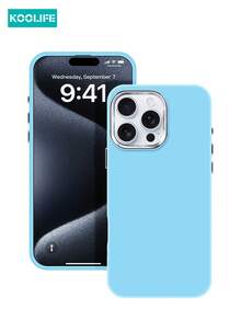 Koolife 1pc Soft Touch Colorful Phone Case, Coated Lens Frame, PC+TPU Material, Independent Metal Buttons, Minimalist Fashion, Anti-Drop Protective Shell, Compatible With Apple 17/17 Pro/17 Pro Max - Blue - View 1