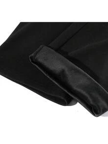Minimalist Casual Versatile Loose Straight Leg Drape High Waist Wide Leg Pants With Drawstring Long Pants For College Office Daily Home Wear Autumn Winter - Black - View 4