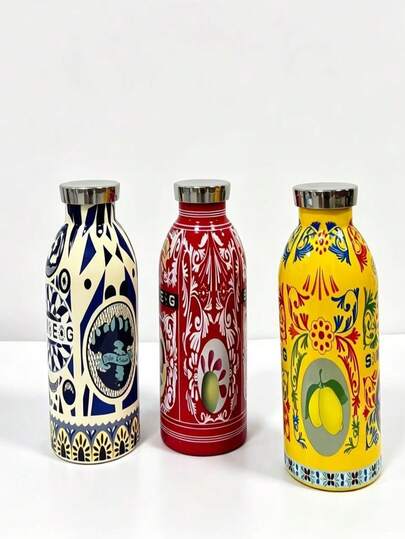 Original 500ML Stainless Steel Sports Insulated Water Bottle, 4 Colors, Highly Attractive Hydration Companion, 3D Printed Pattern, Large Capacity Small Mouth Bottle, Portable For Shopping, Sports, Hiking, Travel, Insulated Water Bottle