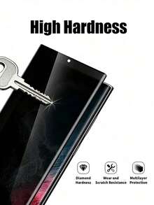 BOLLYMORE 3pcs Privacy Screen Protector Glass Compatible With Samsung Galaxy S21/S22/S23/S24/S25 Ultra, Fingerprint Unlock, Anti-Spy, Scratch Resistant, Shockproof, Waterproof - Black - View 5