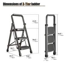NOREMOCO Heavy-Duty 3-Step Portable Folding Ladder, 330 Lb. Capacity. Durable Folding Ladder With Non-Slip Steps, Lightweight And Easy To Carry, Suitable For Home And Industrial Use. - 3-step - View 1