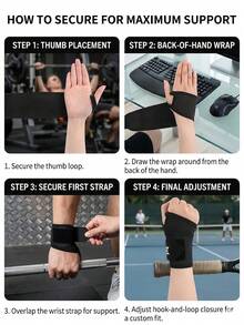 Heavy-Duty Adjustable Wrist Brace With Thumb Loop For Optimal Joint Stabilization Breathable Fabric Compression Strap Relieve Wrist Fatigue Sports Wristband For Powerlifting Wrist Band Gym Accessory Sports Protective Gear Men And Women - Multicolor - View 8
