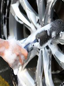1pc Ultra-Fine Microfiber Long Handle Car Tire Brush, Tire Brush, Car Wheel Brush, Wheel Cleaning Brush, Handheld Car Wash Brush, Detailing Brush, Cleaning Tool, Lightweight Polyester Wheel Cleaning Tool, Tire Care Accessory - A - View 10