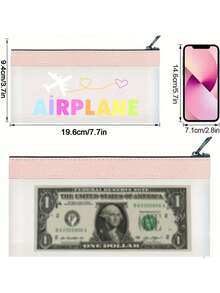 Airplane Theme Document Organizer/Passport Holder, Airplane Route, Travel Elements English Letter Print, Zipper Pouch, Cash Envelope, Passport Organizer, Transparent Bank Deposit Bag, Smooth Zipper Lightweight Portable. Travel, Vacation Boarding Document Storage, Daily Receipt And Stationery Organization, Suitable For Men And Women Travelers, Back To School Season, Travel Season Gift Choice, Practical Small Gift For Loved Ones And Friends - Multicolor - View 11
