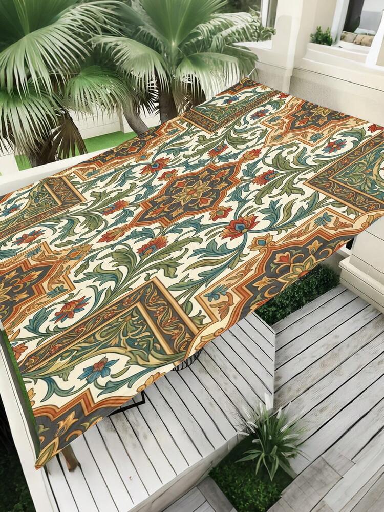 1PC Outdoor Sunshade Canopy With Colorful Checkered Pattern, Outdoor Patio Cover Can Block The Sunlight, Suitable For For Camping Beach Poolside Backyard Gardens Decoration, 2D Flat Printed Pattern, Come With Four Ropes And Nails, No Support Rod - Yellow - View 4