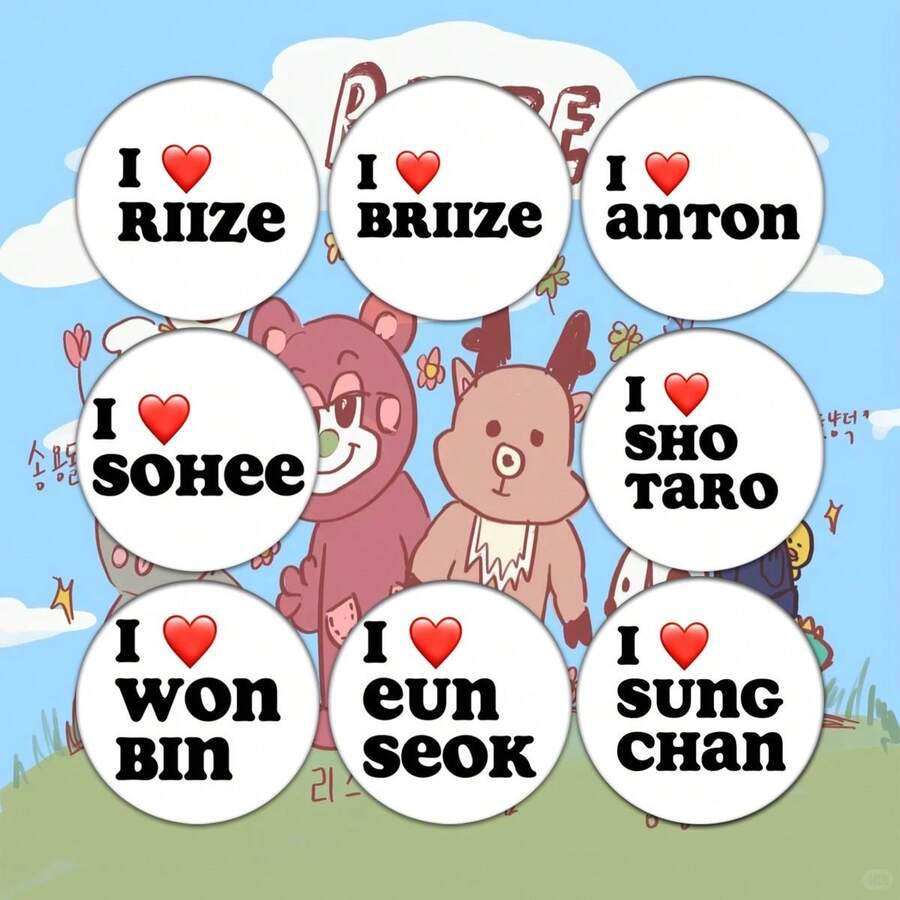 RIIZ//E Name Badge Pin, Celebrity Merchandise Badge, Fan Support Gift, Exquisite Bag Decoration, 58mm - Multicolor - View 1
