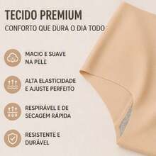 Calcinha Boxer Feminina Sem Costura Laser Corte a Laser Tipo Shortinho Conforto Invisível - Bege - Visão 4
