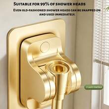 Tatukiko Gold No-Drill Shower Head Holder, Adjustable Universal Bathroom Fixed Bracket G1/2 - Gold - View 7