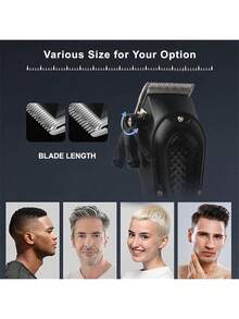 AXH Professional Haircut Kit, Electric Shaver With T-Blade Trimmer And Razor, LCD Display, Low Noise, Men's Grooming Set, USB Rechargeable - Black - View 9