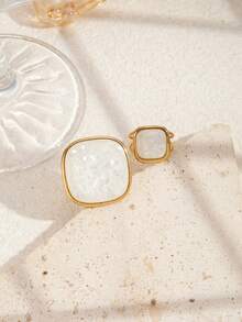2pcs Stainless Steel Fashion Casual Gold Heart Shaped Ring Set, Suitable For Women's Daily Wear Or Gift Giving - Yellow Gold - View 2
