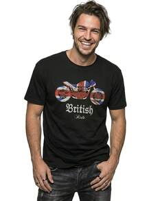 Men's Summer Outfit, Motorcycle Clothing For Men - Motorcycle Union Jack Flag Dreapeau Birtish Ride - 黑色 - 查看 5