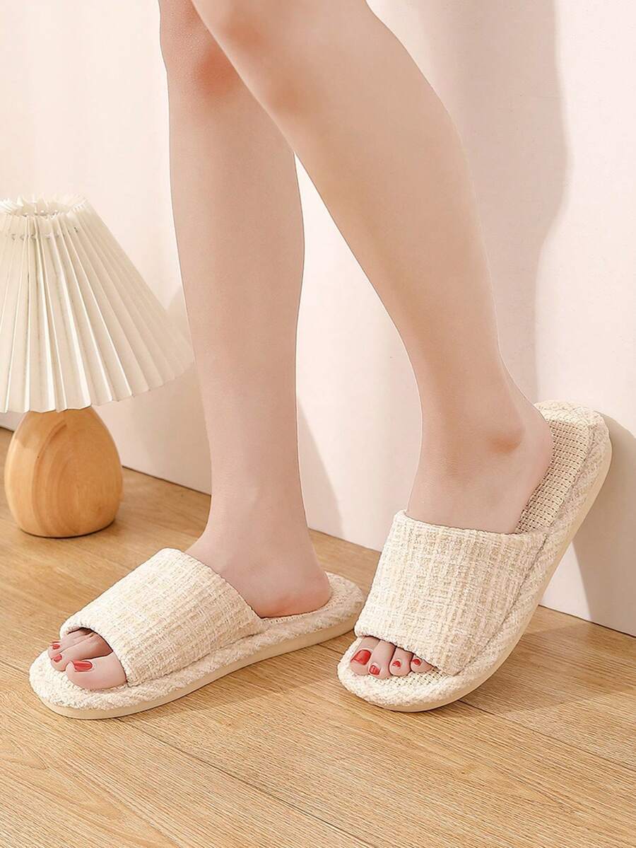 1 Pair Linen Slippers, Spa Slippers, Sweat-Absorbent Non-Slip Home Slippers For Men And Women, Breathable Cool Slippers For All Seasons - Multicolor - View 1