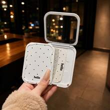Polka Dot Folding Mirror, Minimalist Anti-Drop Handheld Portable Makeup Mirror, Compact Office Desktop Vanity Mirror - Multicolor - View 1