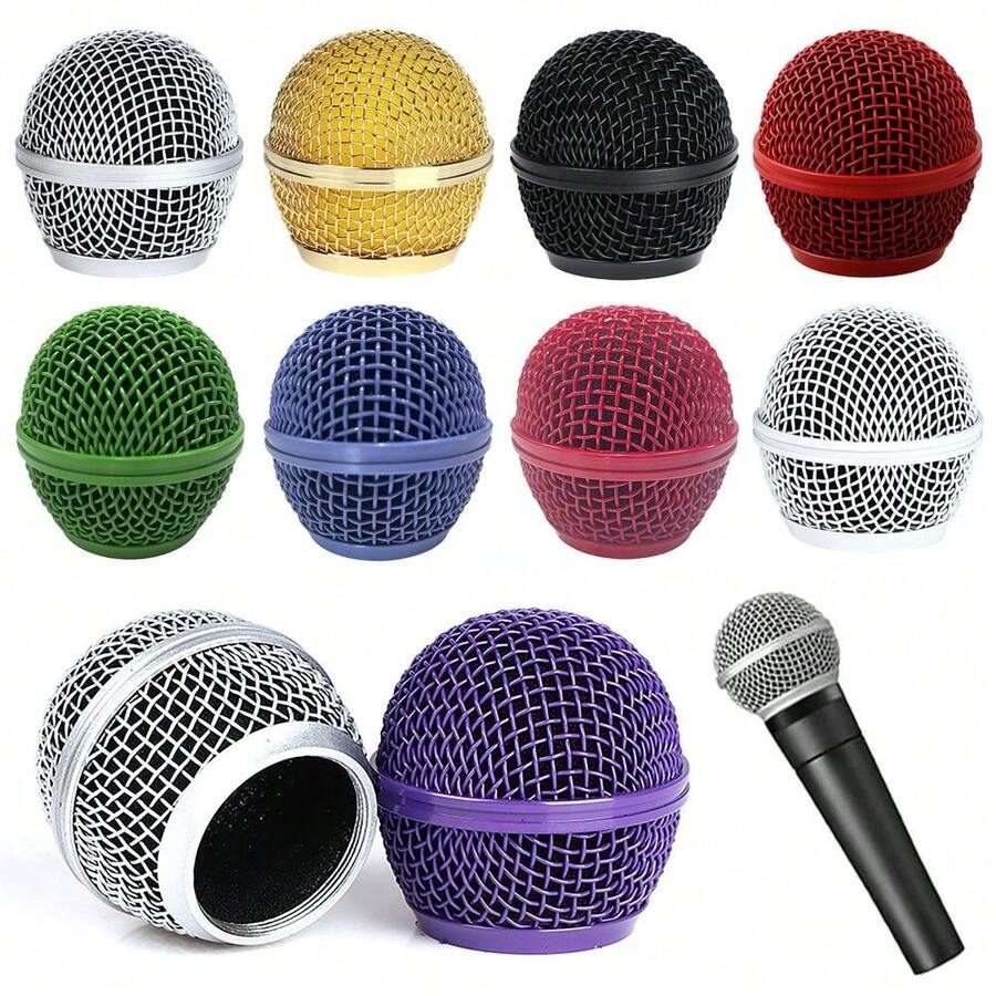 1pc Metal Steel Mesh Microphone Replacement Grille Grill Head Ball For SM58 Beta58 Wired Wireless Handheld Professional Party Mic Accessories - one-size - View 1