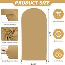 Khaki Arch Backdrop, 5ft, 6ft, 6.6ft, 7.2ft Wedding Arch Cover, Double-Sided Spandex Fabric Arch Backdrop, Dome Arch Backdrop, Suitable For Birthday Party Wedding Arch Frame Decoration (Arch Frame Not Included, Only Fabric Backdrop Provided) - Khaki - View 7