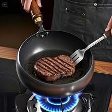 Large Capacity Uncoated Iron Pot With Lid, Non-Stick Chinese Style Iron Wok Multi-Function Frying Pan, Suitable For Boiling Soup And Stir-Frying, Even Heat Distribution, Compatible With Any Stove, Ideal For Hotels, Restaurants, Outdoor Camping, Picnics, Gifts - Multicolor - View 8