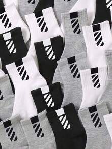 5/10/20 Pairs Kids Twill Street Style Socks, Back To School Season, Autumn, Short Socks, Girls Socks, Boys Socks, First Day Of School - Multicolor - View 3