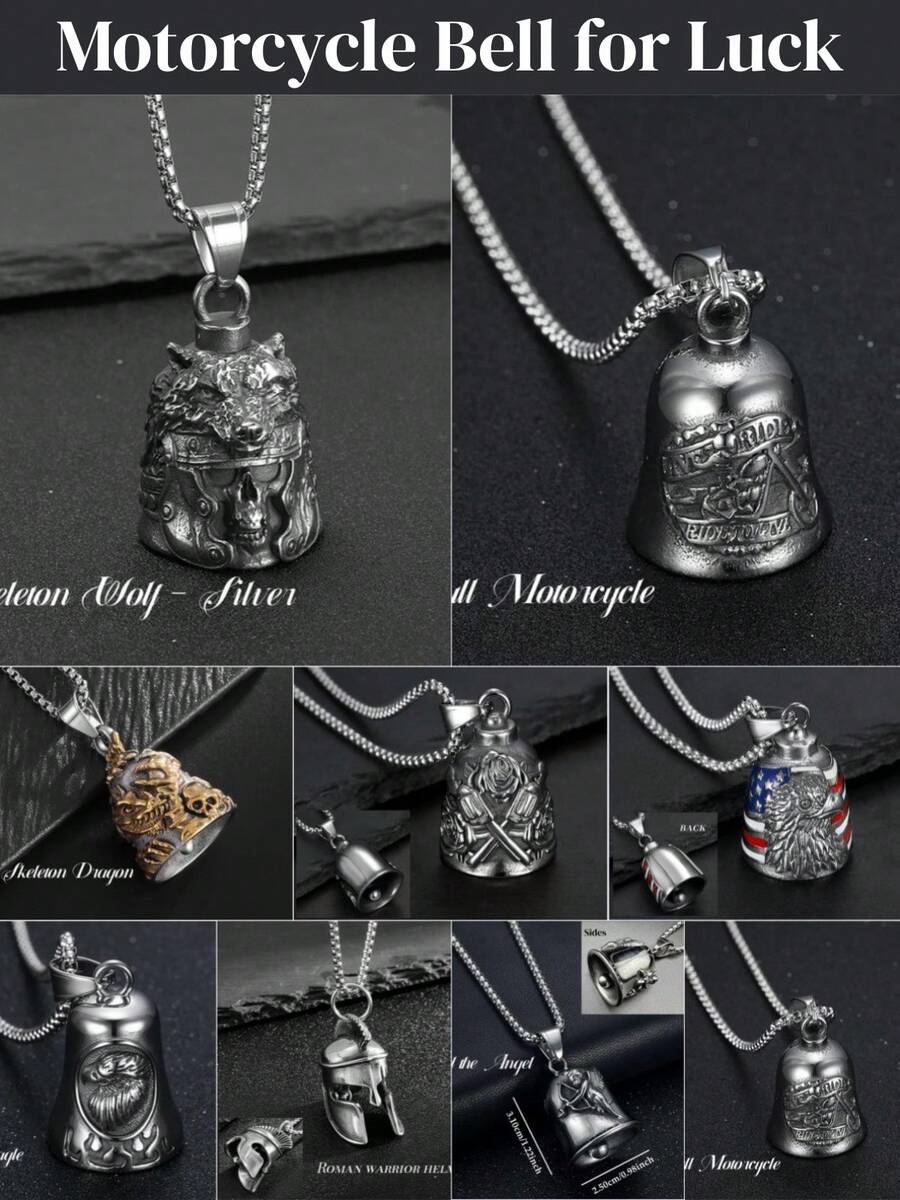 AD Vintage Punk Motorcycle Angel Bell Lucky Evil-Warding Bell, Unisex Riding Safety Protection Accessory, Universal Bicycle Bell - Bell - View 1