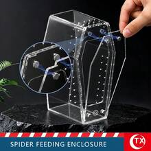 Multi-Color Transparent Acrylic Reptile & Amphibian Terrarium, No Assembly Magnetic Ventilation Lid Spider Habitat Box With Feeding Water Dish, 360° Fully Transparent DIY Enclosure For Jumping Spiders, Tarantulas, Lizards And Small Pets, Suitable For Beginners - Clear - View 8