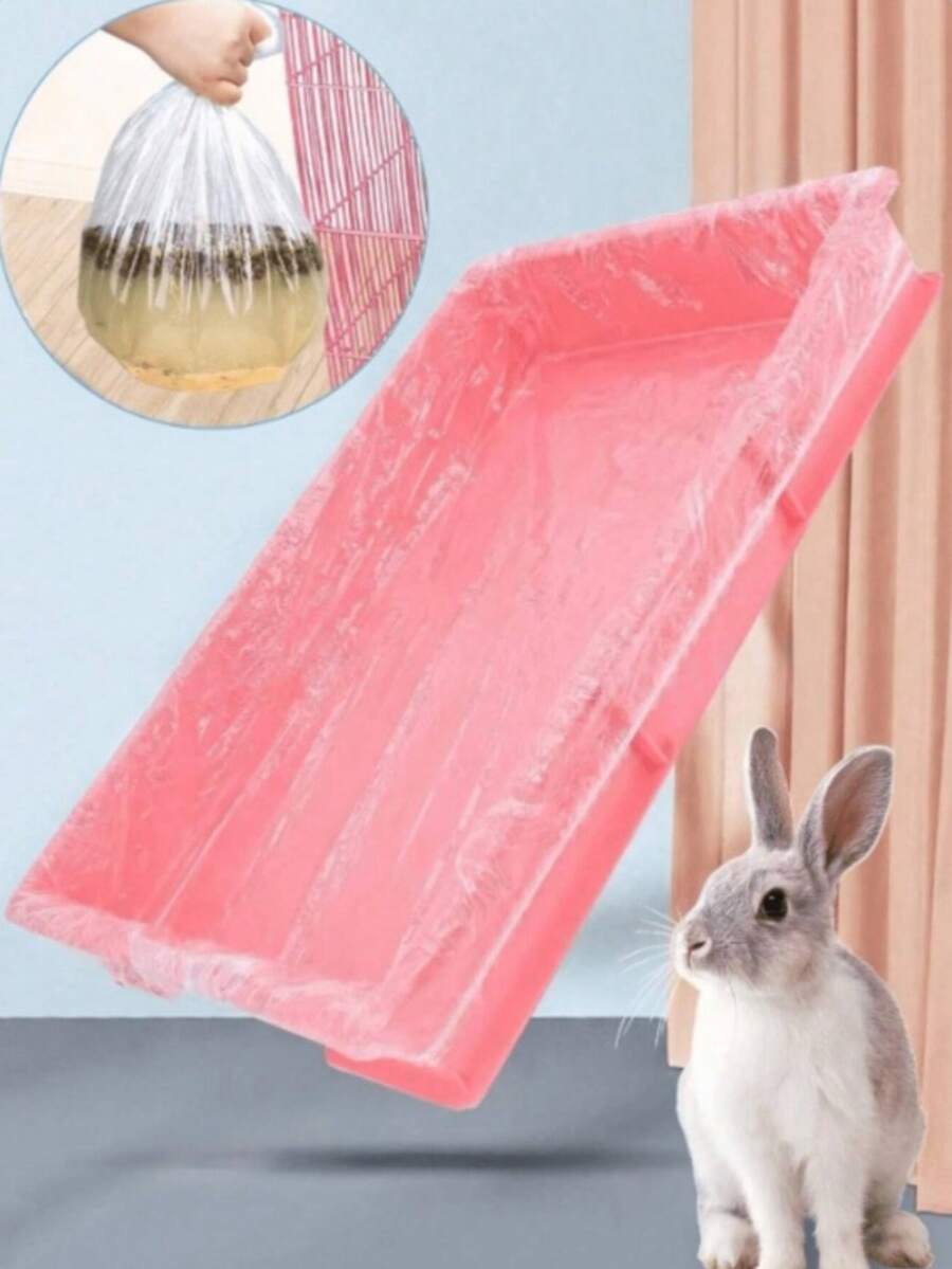 50pcs Pet Cage, Cat Litter Box, Rabbit Cage, Bird Cage, Multi-Functional Plastic Tray, Cat Litter Bag, Dog Toilet Pad, Cleaning Mat Cover, Suitable For Rabbit, Guinea Pig, Hamster, Mother's Day Gift - White - View 1