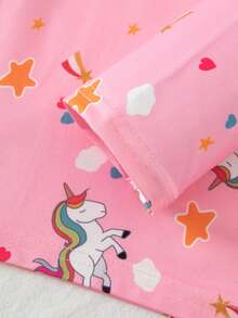 3 Sets Girls Long Sleeve Long Pants Pajamas Cartoon Unicorn Cute Print Spring Autumn Home Wear All-Over Print Set - Multicolor - View 7