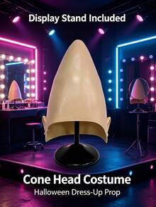 Luxury Elastic Latex Cone Headpiece, Realistic Skin-Tone Alien Cone Bald Cap, Movie Cosplay Costume Prop, Suitable For Halloween And Theme Parties - View 3