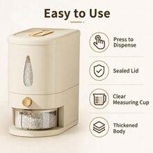 1pc 5kg/10kg Rice Dispenser With Airtight Lid, Large Capacity Grain & Dry Food Storage Container For Rice, Cereal, Flour, Sugar, Pasta & Beans, Countertop Kitchen Pantry Organiser, Space-Saving Household Food Storage Box For Daily Home Organisation - View 4