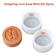 刺蝟情侶矽膠皂模 圓形動物愛心模具 DIY 手工皂、蠟燭製作、樹脂石膏手工藝 - 刺蝟 - 查看 12