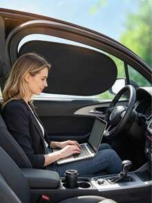 New Car Heat Insulation Sunshade, Car Side Window Privacy Shade, Driver And Passenger Window Sun Protection Shield; Blocks UV Rays, Heat Insulation, Anti-Glare, Electrostatic Adsorption Easy Installation, Foldable Portable Car Window Shade; Universal For Sedan / SUV / Hatchback / Van; Summer Car Interior Protection Accessories, Suitable For Drivers, Parents, Outdoor Travel, Camping, Self-Driving Trips, Black Opaque Car Door Window Shade - Multicolor - View 3