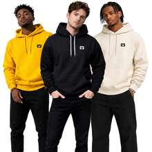 Kit Of 3 Comfortable Hooded Sweatshirts For Casual Style - 黑色,黃色和米白色 - 查看 1
