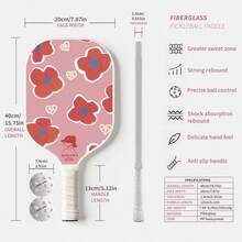 Pickleball Paddle Set Lightweight Pickleball Racket For Adults & Beginners Pickleball Paddle Set With 2 Balls Pattern Pickleball Paddle Lightweight Fashion Pickleball Racket Sports Gift - Pink - View 1