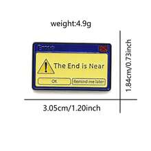 1Pc Vintage Computer Error Window Enamel Pin Funny "The End Is Near" Warning Brooch Retro Pop Culture Badge Punk Humor Jewelry Decor - Multicolor - View 6