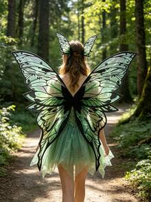 1pc Large Gold Foil Butterfly Wings, Shiny Transparent Angel Fairy Wings, Suitable For Cosplay, Various Festivals, Parties, Bars, Elf Parties And Halloween - Multicolor - View 8