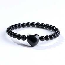 Pulsera de Corazón de Piedra Natural, Cuentas de Piedra Natural Combinadas con un Diseño de Corazón, Expresando Amor y Hermosas Bendiciones, Regalo Perfecto para Familia, Amantes y Amigos, Pulsera de Pareja para Uso Diario, Festivales y Fiestas - Multicolor - Ver 9