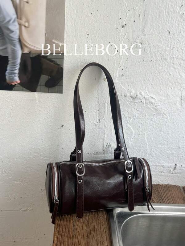 1pc Brown Vintage Large Capacity Elegant Women's Shoulder Underarm Versatile Boston Bag Suitable For Commuting And Daily Matching