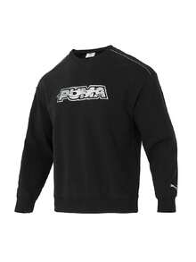 Puma Men's/Women's Sweatshirt/Pullover RACE-AHEAD-CREW-TERRY Comfortable Minimalist Casual Everyday Sweatshirt 636033-01 - Black - View 1