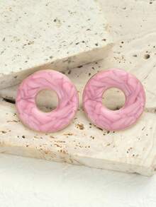 12pcs Pink Gradient Enamel Earring Set, Includes Gold-Rimmed Cherry Blossom Earrings, Faux Pearl Earrings, Butterfly Earrings, Hoop Earrings, Geometric Square Earrings. French Vintage Girly Style Earrings, Daily Commute, Date, Vacation Accessories, Valentine's Day, Spring, Birthday Gift, Ins Fresh Niche Ear Jewelry - Geometric Flower and Butterfly Design - View 8