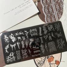新款暗黑哥德風蜘蛛網與文字美甲轉印板，小眾辣妹風 MouTeen261 - 彩色 - 查看 2