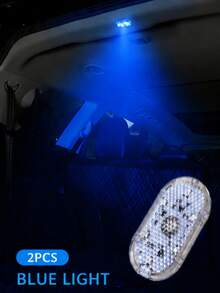 1//2/4pcs Car LED Ambient Lights, Footwell Lights & Interior Decor Lights. RGB Mini Wireless Stick-On Lights For Car Ceiling And Foot Area. First Use: Turn On The Switch And Charge Fully First(Random Style) - 彩色 - 查看 15