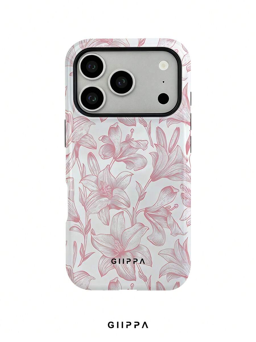 GIIPPA 1pc White Base With Gradient Light Pink Floral Pattern Design, Phone 17 Pro Max Phone Case, Compatible With Phone 16 Pro Max, 15 Pro Max, 14 Pro Max, Korean-Style High-End Fashionable And Fun Phone Case, Compatible With 11/12/13/14/15/16 Pro Max Plus, Elegant Design Suitable For Men And Women, Perfect Gift For Girlfriend On Christmas, Valentine's Day, Easter, Wedding Season And Birthday! - Pink - View 1