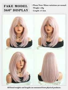 7JHH WIGS 中長粉色分層假髮，附簾幕瀏海，18英吋蓬鬆耐熱合成纖維全機製假髮，適合女性派對穿著、萬聖節與節慶 Cosplay 及日常使用 - 淺粉色 - 查看 6