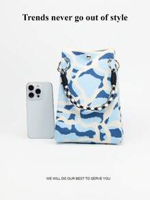 1pc Abstract Wavy Pattern Knitted Large Capacity Lightweight Tote Bag, Suitable For Commuting, School, Travel, Easy To Carry And Match With Clothes, All Seasons - Multicolor - View 5