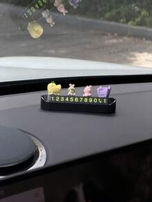 1pc Creative Car Temporary Parking Number Plate Mini Fruit Sofa Rabbit Design Phone Number Card Car Interior Decoration Accessory Mini Creative Ornament Car Temporary Parking Sign Portable Hidden Phone Number Plate Car Hidden Temporary Parking Number Plate - A - View 10