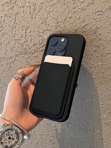 奢華矽膠磁吸無線充電卡夾手機殼，適用於 iPhone 18 17 Pro Max 17 Pro 17 16 15 14 13 12 11 Pro Max 16 15 14 Plus，磁吸背蓋 - 黑色 - 查看 2