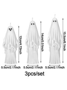 Halloween Ghost Decorative Candles, Cute Gothic Style Taper Candles, Suitable For Fireplace Mantel, Dining Table Centerpiece, Farmhouse Style, Room, Home, Halloween Party, Gothic Interior Decor Gift - Ghost Candle - View 11